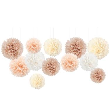 Imagem de NICROHOME EUR Decorações De Casamento, 12 Pompons Papel Seda Champanhe Marfim, Flores Brancas Cremosas Para Chás Panela, Recepções Noivado, Despedida Solteira, Aniversário, Artigos Festas Boho
