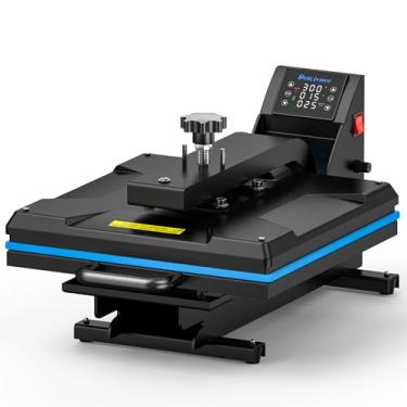 Imagem de Delclynee Máquina De Prensa Térmica Automática 15" X Com Liberação Automática, Placa Inferior Deslizante, Leitura Pressão Ajustável, Impressora Digital Industrial Sublimação Tipo Concha - Preta