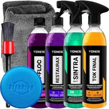 Imagem de Kit Vonixx Completo Limpeza Automotiva Shampoo Cera Limpador APC Multiuso Revitalizador Restaurax Acessórios Karbox