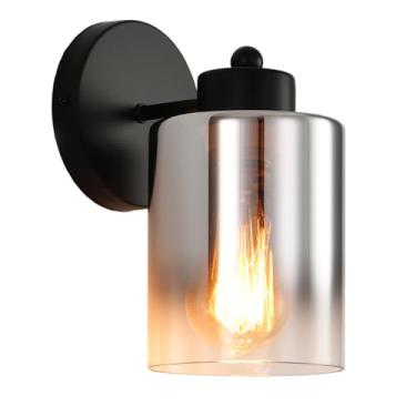 Imagem de KENMI Arandelas De Metal Com Cúpula Vidro Transparente, Luminária Banheiro Preta Fosca, Luminárias Modernas