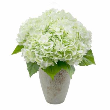 Imagem de 4 peças de flores artificiais de hortênsias, látex sintético de toque real, flores falsas realistas para casamento, decoração de casa, arranjos de festa (4, verde claro)