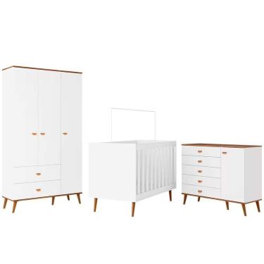 Imagem de Guarda Roupa Infantil Ternura 3 Portas E 2 Gavetas Bartira Branco