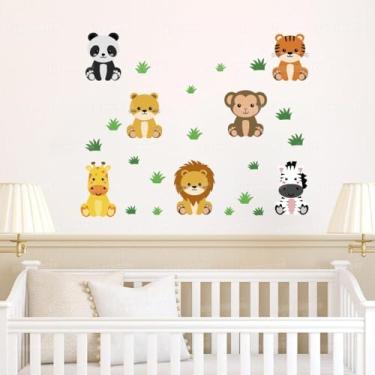 Imagem de Adesivo de Parede Infantil Cartela Safari Seguro Lavável Fácil Aplicação Ideal Decoração Criativa Quarto Bebê Menina Menino Ambiente Kids