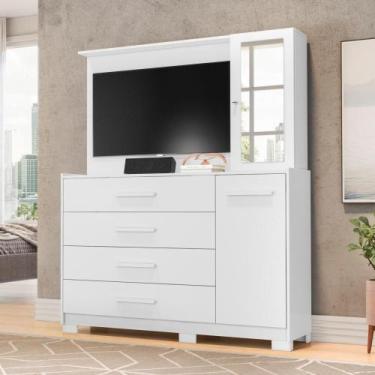 Imagem de Cômoda Veneza Branco com Espelho e Painel para TVs - CASA H