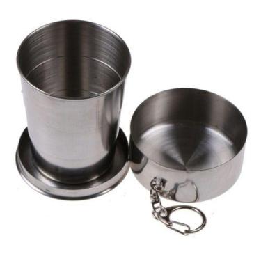 Imagem de Chaveiro Copo Retrátil Dobrável De Aço Inox Viagem Camping - oem, 250m