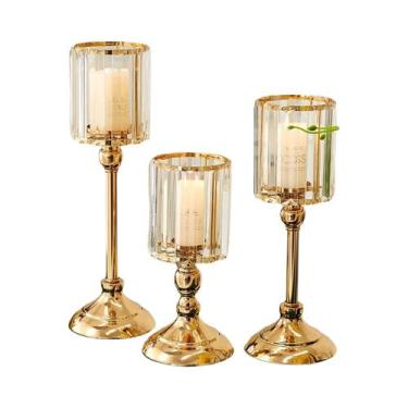 Imagem de Castiçal De Cristal Dourado Para Mesa De Jantar, Café, Casamento, Fest