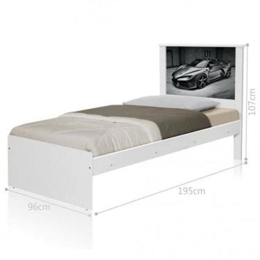 Imagem de Cama Solteiro Com Cabeceira Carro Sport Chumbo