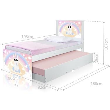 Imagem de Bicama Juvenil Com Cabeceira Adesivada Unicórnio Baby