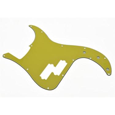 Imagem de KAISH 13 furos P estilo baixo Pickguard PB Scratch Plate Bass Pickguard para EUA/México Precision P Bass Yellow 3 Ply