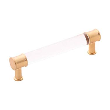 Imagem de Hickory Hardware Puxador Midway Collection P3635-CABGB, 128 mm de centro a centro, Crysacrylic com latão dourado escovado