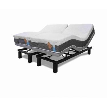 Imagem de Conjunto látex foam natural gel articulado cinza 25 cm + kit solteiro 