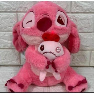 Imagem de Pelúcia Lilo Stitch Rosa Com Boneca Xepa Scrump 30cm Antialérgico - So