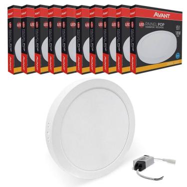Imagem de 10x Painel Plafon Led 18W Sobrepor Redondo 3000K Quente