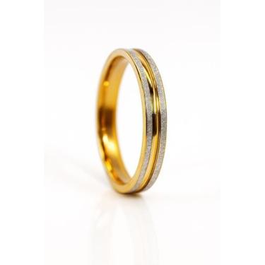 Imagem de Aliança Casamento Ouro 18k 4mm Friso Diamantada Brilho Fosco Noivado A