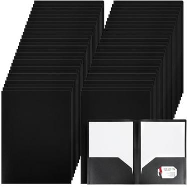Imagem de Pastas de plástico Patelai, pacote com 50 bolsos, tamanho carta, preta
