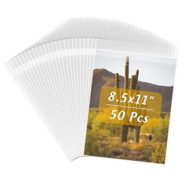 Imagem de Frametory Pacote com 50 mangas cristalinas de 22 x 28 cm, bolsas de armazenamento de mangas de plástico sem ácido para impressões de arte de 20 x 28 cm, fotos e quadros de tapete de moldura