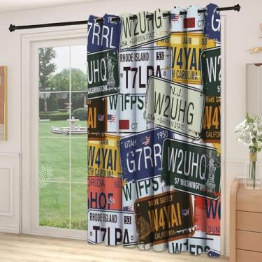 Imagem de Divisória de parede de cortina de divisória de quarto vintage, placas de licença de estilo retrô originais personalizadas para férias de viagem criativas, adequadas para portas de vidro deslizantes,