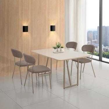 Imagem de Conjunto Sala de Jantar com 4 Cadeiras Betina Champagne/ Marrom/ Off W