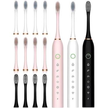 Imagem de SUPER KIT 2 Escovas Escova Dental Oral Elétrica Recarregável + 6 Escov