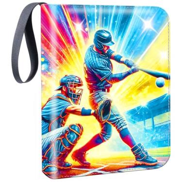 Imagem de HAMKOT fichário de cartão com zíper para 900 cartões comerciais de beisebol, fichário de cartão premium de 9 bolsos com mangas removíveis, presentes para meninas e meninos, álbum de cartão c