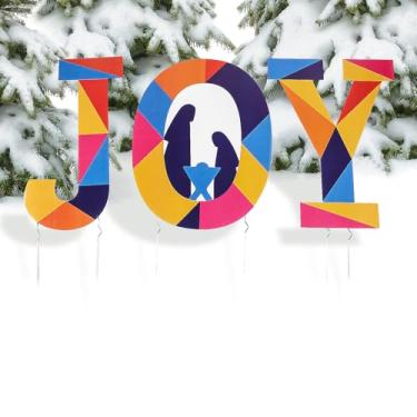 Imagem de Estacas de plástico ondulado para jardim de Natal em cores brilhantes - 40,6 cm x 50,8 cm (1 conjunto) – Decoração de Natal vibrante para uso ao ar livre no Natal