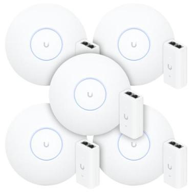 Imagem de 5 Roteadores Wi-Fi 6 Access Point 3.0 Gbps + 5 Injetores PoE  5 U6+ Ub