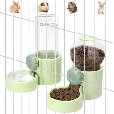 Imagem de Dispensador automático de água para alimentos para animais de estimação, alimentador automático de 1 L e dispensador de água de 1 litro, gaiola de 970 ml, dispensador de água e ração para cães e gatos