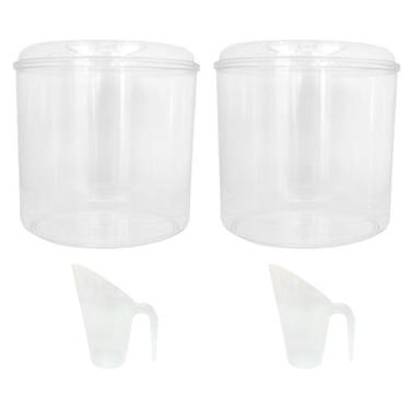 Imagem de Kit 2 Potes Acrílico Redondo com Tampa 8,6lts+ Conchas 600ml - Ex Pote