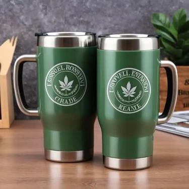 Imagem de Caneca Térmica Parede Dupla em Aço Inox Verde 750ml com Tampa Rosqueável - Estilo Com Logo