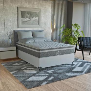 Imagem de Cama Box Casal Branco + Colchão Paris Molas Ensacadas Cinza - eShop ca