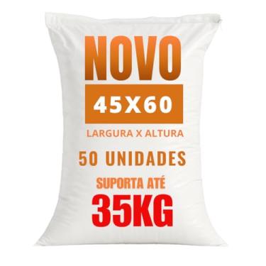 Imagem de Novo Saco de Ráfia, 45x60cm, Kit com 50 Unidades, Suporta até 35kg, Branco