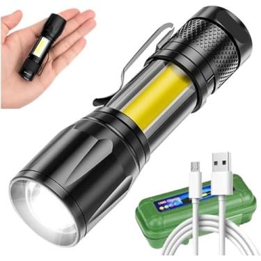Imagem de Lanterna Tática LED Recarregável USB – Super Potente, Compacta, em Alumínio, com 3 Modos de Luz – Ideal para Camping, Aventuras e Uso Externo