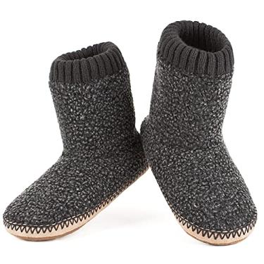 Imagem de Botas masculinas aquecidas para casa, meias de lã de ovelha felpuda grossa mocassim de inverno, solas antiderrapantes, confortáveis e confortáveis para uso interno, Lã cinza, 10-11