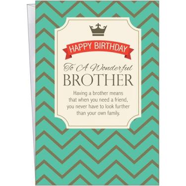 Imagem de Chuck's Card-O-Rama - Cartão de aniversário para irmão - Feito nos EUA - Cartão grande abre até 25,4 cm x 19,7 cm - Papel extra grosso - 10360 - Inclui envelope