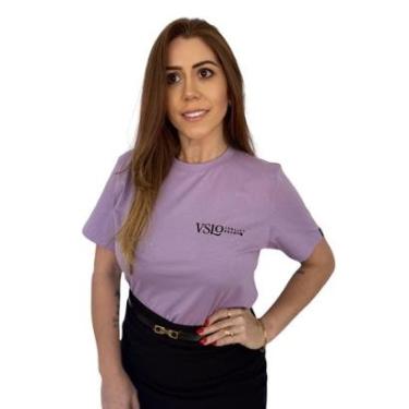 Imagem de Camiseta T-Shirt Lilás 100% Algodão Estampa Preta Valansuelo-Feminino