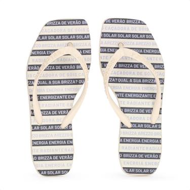 Imagem de Chinelo Brizza Arezzo Bico Quadrado Square Fitinhas Color Bege e Preto - Feminino-Feminino