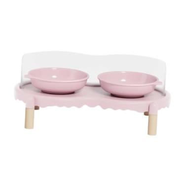 Imagem de KiBcsLic Comedouros para Cães, Base Antiderrapante, Conjunto de Pratos E Bebedouros, Tigelas para Cães Pequenos, Rosa