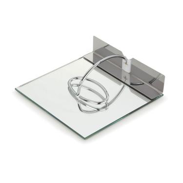 Imagem de Porta Guardanapos Slim em Vidro Espelhado Aço Inox Mesa 18cm