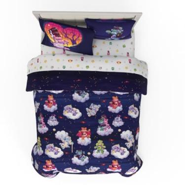 Imagem de Franco Jogo de cama com 7 peças de edredom e lençol reversível super macio e confortável com estampa de monstros Carinhosos x Universal Monsters (Produto oficialmente licenciado)