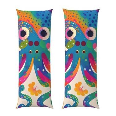 Imagem de Capa de travesseiro corporal com zíper oculto, fronha longa de microfibra macia e respirável para travesseiro corporal, capas de travesseiro de polvo coloridas para dormir, presente de cama, 50 x 137