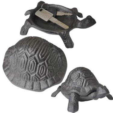 Imagem de Escondedor de chave de tartaruga de ferro fundido da SAFE – Porta-chaves oculto ao ar livre, estátua decorativa de jardim, esconderijo secreto para chaves sobressalentes, esconderijo, ideal para casa