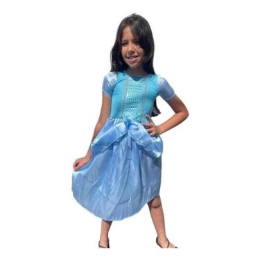 Imagem de Vestido Princesa Fantasia Cinderela Infantil Azul - RR STORE 2, P vest