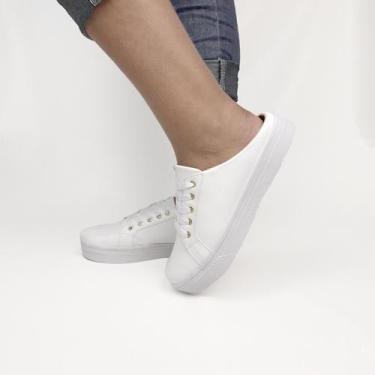 Imagem de Tênis Feminino Mule Babuche Calce Fácil - Tulip Shoes, Branco, 36