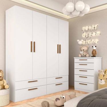 Imagem de Modulado Infantil Joy Com Cômoda 5 Gavetas Branco/freijó - M.a
