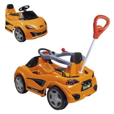 Imagem de Carrinho De Passeio Infantil MC Laram Laranja 2 em 1, com Haste Direcionável, Pedal e Anel de Proteção, +12 Meses Maral