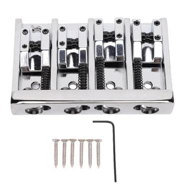 Imagem de Eujgoov Bassbridge, Liga de Zinco 4 String Bass Bridge Electric Bass Bridge, Com Usinagem CNC para Baixo de Jazz e Baixo Elétrico, Parte de Substituição (Prata)
