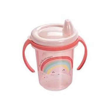 Imagem de Copo Caneca Infantil Plasutil Arco Iris Transição Tampa Rosca Bebê Men
