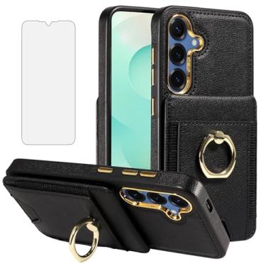 Imagem de Capa de celular para Samsung Galaxy S24 Plus/S25 Plus S24+ S25+ 5G Capa carteira com protetor de tela, suporte de cartão de couro, anel com bloqueio de RFID, suporte S24Plus 24S + S 24 24+ S25Plus 25S