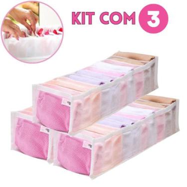 Imagem de KIT 3 Colmeia Organizadora Gaveta Calcinhas Meias Roupas Bebê Tela P 3