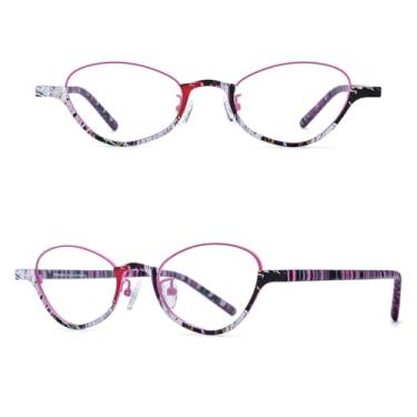 Imagem de VFDHN Armação de óculos de acetato de titânio para homens e mulheres (rosa C2)